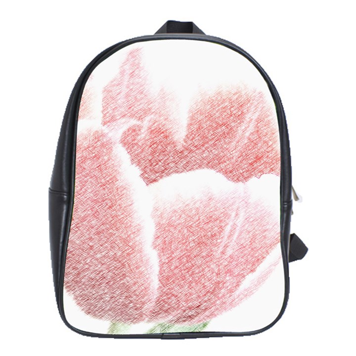 Tulip red pencil drawing art School Bags (XL) 