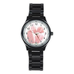 Tulip Red Pencil Drawing Art Stainless Steel Round Watch by picsaspassion