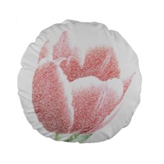 Tulip Red Pencil Drawing Art Standard 15  Premium Flano Round Cushions by picsaspassion