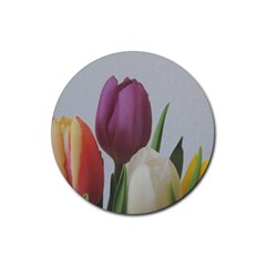 Tulips Rubber Round Coaster (4 Pack)  by picsaspassion