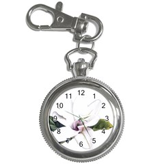 White Magnolia Pencil Drawing Art Key Chain Watches by picsaspassion