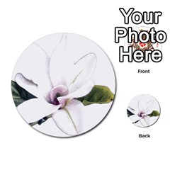 White Magnolia Pencil Drawing Art Multi-purpose Cards (round)  by picsaspassion