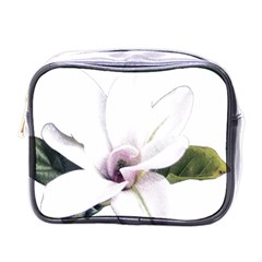 White Magnolia Pencil Drawing Art Mini Toiletries Bags by picsaspassion