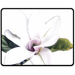 White Magnolia Pencil Drawing Art Fleece Blanket (medium) 