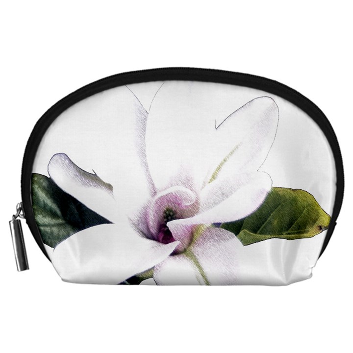 White Magnolia pencil drawing art Accessory Pouches (Large) 