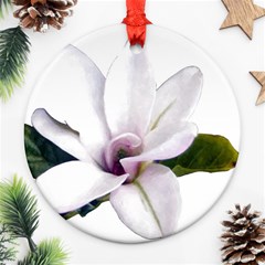 Magnolia Wit Aquarel Painting Art Ornament (round)  by picsaspassion