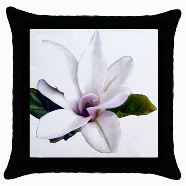 Magnolia Wit Aquarel painting art Throw Pillow Case (Black)