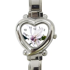 Magnolia Wit Aquarel Painting Art Heart Italian Charm Watch