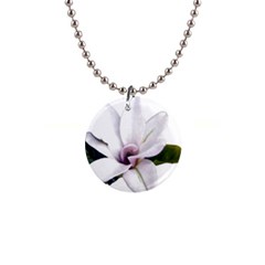 Magnolia Wit Aquarel Painting Art Button Necklaces