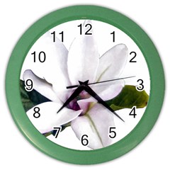 Magnolia Wit Aquarel Painting Art Color Wall Clocks by picsaspassion