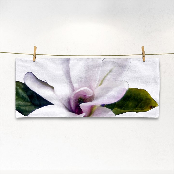 Magnolia Wit Aquarel painting art Hand Towel