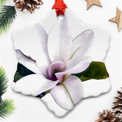 Magnolia Wit Aquarel Painting Art Snowflake Ornament (2-side) by picsaspassion