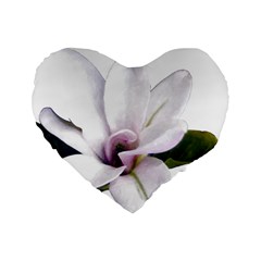 Magnolia Wit Aquarel Painting Art Standard 16  Premium Heart Shape Cushions by picsaspassion