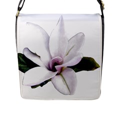 Magnolia Wit Aquarel Painting Art Flap Messenger Bag (l)  by picsaspassion