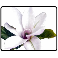 Magnolia Wit Aquarel Painting Art Double Sided Fleece Blanket (medium)  by picsaspassion