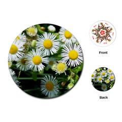 White Summer Flowers Oil Painting Art Playing Cards (round)  by picsaspassion