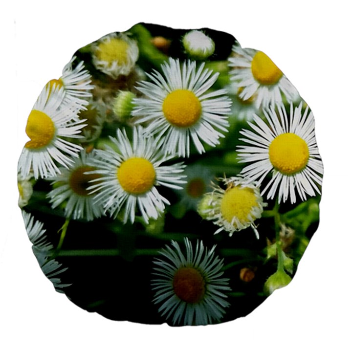 White summer flowers oil painting art Large 18  Premium Round Cushions