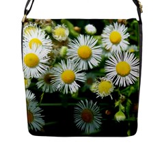 White Summer Flowers Oil Painting Art Flap Messenger Bag (l) 