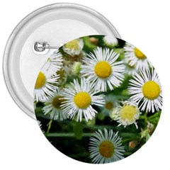 White Summer Flowers Watercolor Painting Art 3  Buttons