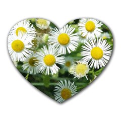 White Summer Flowers Watercolor Painting Art Heart Mousepads