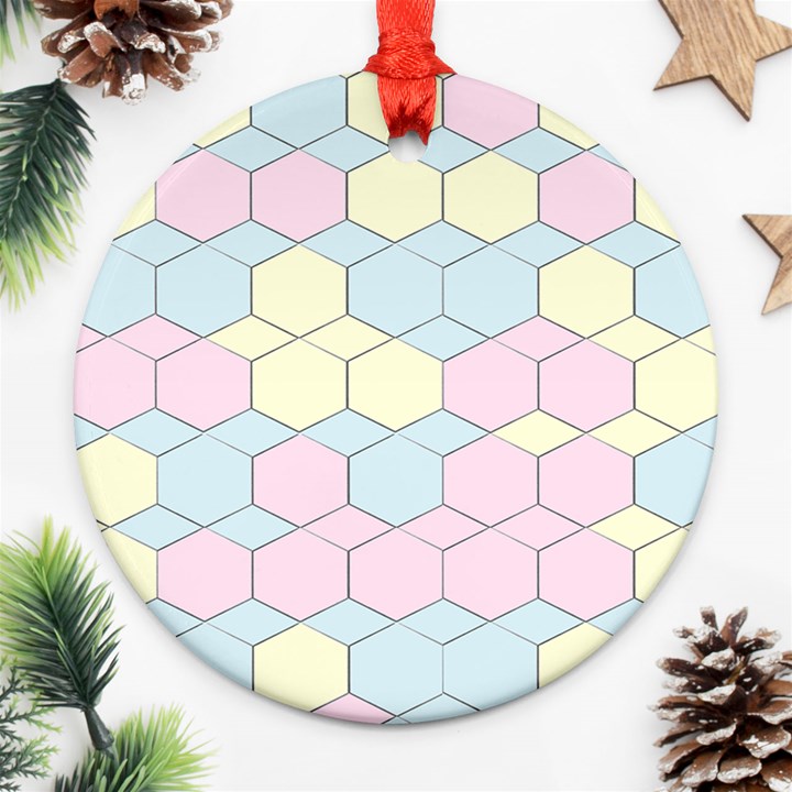 Colorful honeycomb - diamond pattern Ornament (Round) 