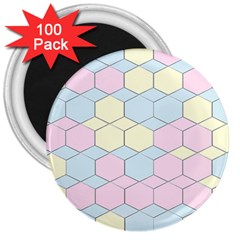 Colorful Honeycomb - Diamond Pattern 3  Magnets (100 Pack) by picsaspassion