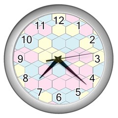 Colorful Honeycomb - Diamond Pattern Wall Clocks (silver) 