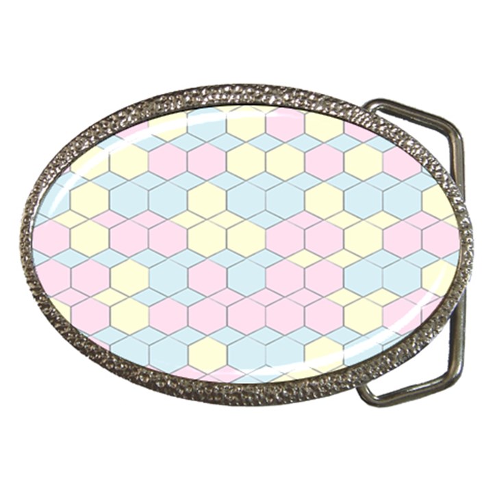 Colorful honeycomb - diamond pattern Belt Buckles