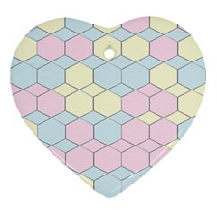 Colorful Honeycomb - Diamond Pattern Heart Ornament (2 Sides)