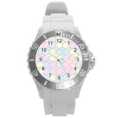 Colorful Honeycomb - Diamond Pattern Round Plastic Sport Watch (l) by picsaspassion