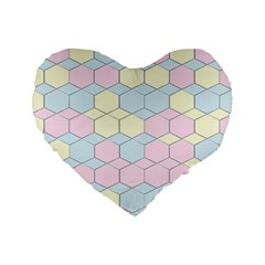 Colorful Honeycomb - Diamond Pattern Standard 16  Premium Flano Heart Shape Cushions