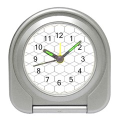  Honeycomb - Diamond Black And White Pattern Travel Alarm Clocks