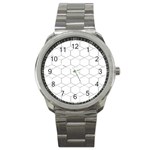  honeycomb - diamond black and white pattern Sport Metal Watch Front