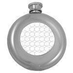  honeycomb - diamond black and white pattern Round Hip Flask (5 oz) Front