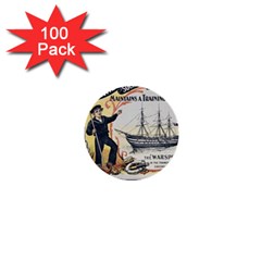 Vintage Advertisement British Navy Marine Typography 1  Mini Buttons (100 Pack)  by yoursparklingshop