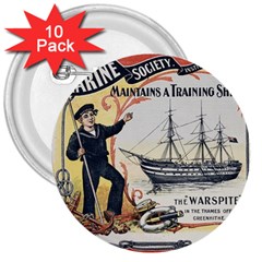 Vintage Advertisement British Navy Marine Typography 3  Buttons (10 Pack)  by yoursparklingshop