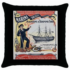 Vintage Advertisement British Navy Marine Typography Throw Pillow Case (black) by yoursparklingshop