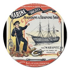 Vintage Advertisement British Navy Marine Typography Magnet 5  (round) by yoursparklingshop