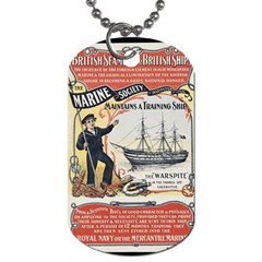 Vintage Advertisement British Navy Marine Typography Dog Tag (two Sides) by yoursparklingshop