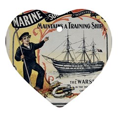 Vintage Advertisement British Navy Marine Typography Heart Ornament (2 Sides) by yoursparklingshop