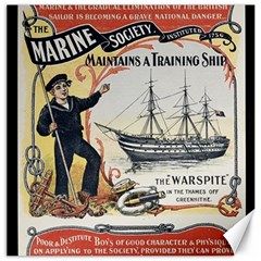 Vintage Advertisement British Navy Marine Typography Canvas 16  X 16   by yoursparklingshop