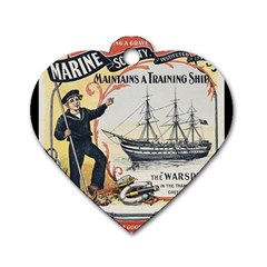 Vintage Advertisement British Navy Marine Typography Dog Tag Heart (one Side) by yoursparklingshop