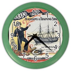 Vintage Advertisement British Navy Marine Typography Color Wall Clocks by yoursparklingshop