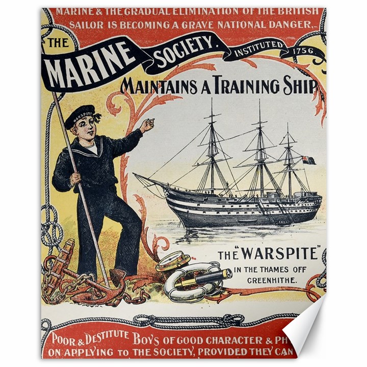 Vintage Advertisement British Navy Marine Typography Canvas 11  x 14  