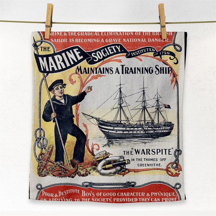 Vintage Advertisement British Navy Marine Typography Face Towel