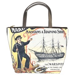 Vintage Advertisement British Navy Marine Typography Bucket Bags by yoursparklingshop