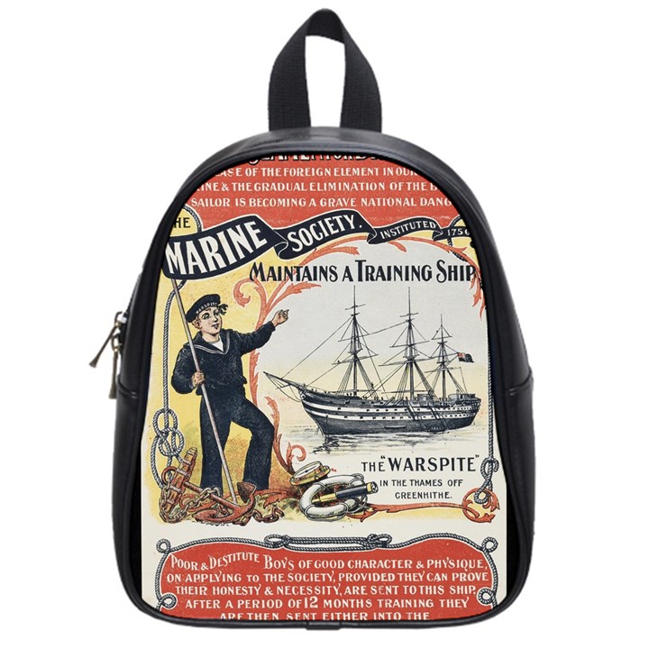 Vintage Advertisement British Navy Marine Typography School Bags (Small) 