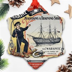 Vintage Advertisement British Navy Marine Typography Snowflake Ornament (2-side)