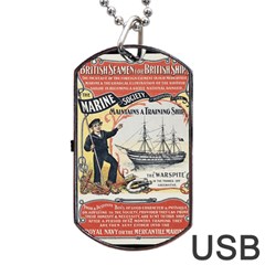 Vintage Advertisement British Navy Marine Typography Dog Tag Usb Flash (two Sides)  by yoursparklingshop