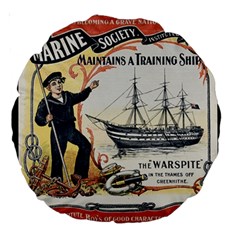 Vintage Advertisement British Navy Marine Typography Large 18  Premium Round Cushions by yoursparklingshop